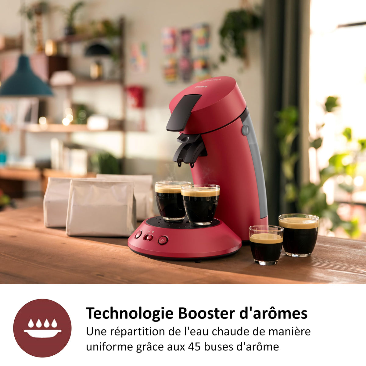 SENSEO Original Plus Machine à Café à Dosettes Rouge - CSA210/91